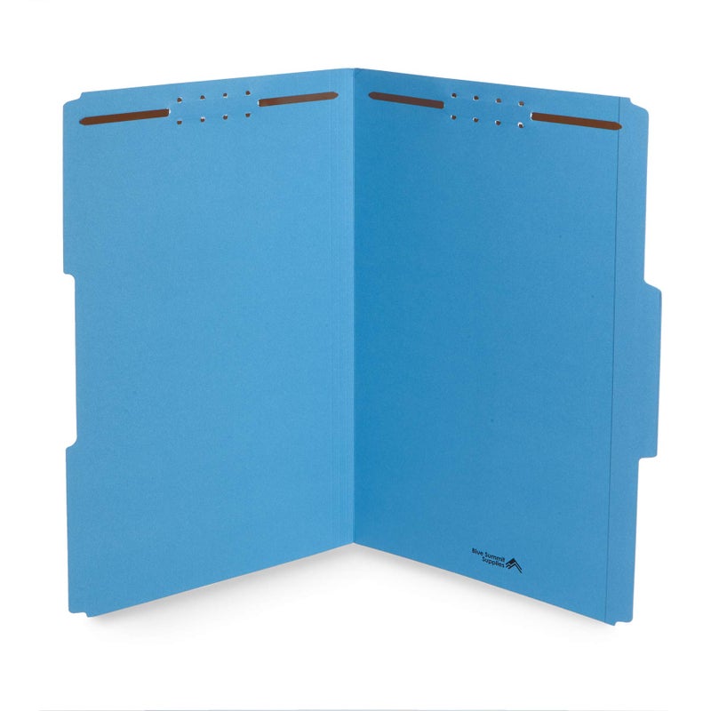 Blue Summit Supplies أقلام الملفات الزرقاء من بلو سُمِت مع مشابك، أقلام ملفات بحجم قانوني، 1/3 قطع مع علامات معززة، 2 شُعَب متينة، مصممة لتنظيم الملفات الطبية أو القانونية القياسية، 50 عبوة - Image 1